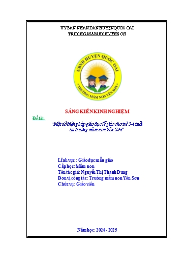 Sáng kiến kinh nghiệm Một số biện pháp giáo dục lễ giáo cho trẻ 3-4 tuổi tại Trường Mầm non Yên Sơn