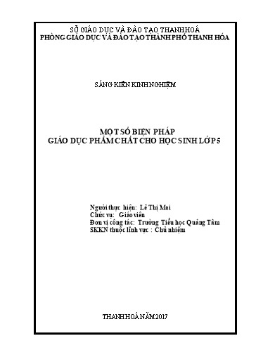 Sáng kiến kinh nghiệm Một số biện pháp giáo dục phẩm chất cho học sinh Lớp 5