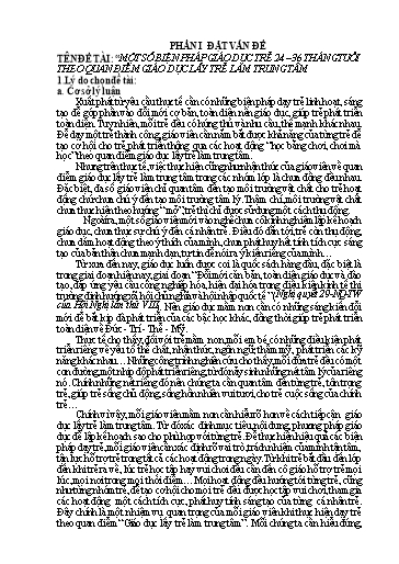 Sáng kiến kinh nghiệm Một số biện pháp giáo dục trẻ 24 - 36 tháng tuổi theo quan điểm giáo dục lấy trẻ làm trung tâm