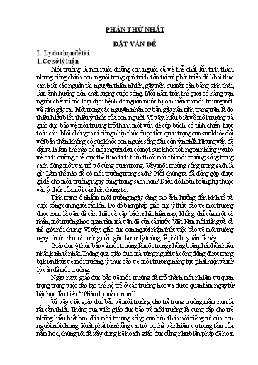 Sáng kiến kinh nghiệm Một số biện pháp giáo dục ý thức bảo vệ môi trường cho trẻ mẫu giáo 5-6 tuổi ở Trường Mầm non