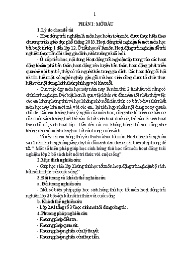 Sáng kiến kinh nghiệm Một số biện pháp giúp học sinh hứng thú học tốt môn Hoạt động trải nghiệm Lớp 2 bộ sách Kết nối tri thức với cuộc sống