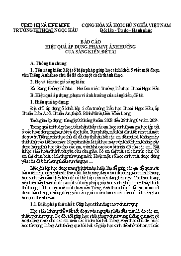 Sáng kiến kinh nghiệm Một số biện pháp giúp học sinh Khối 5 viết một đoạn văn Tiếng Anh theo chủ đề đã cho một cách thành thạo