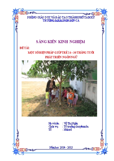 Sáng kiến kinh nghiệm Một số biện pháp giúp trẻ 24-36 tháng tuổi phát triển ngôn ngữ