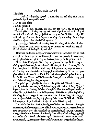 Sáng kiến kinh nghiệm Một số biện pháp giúp trẻ 4-5 tuổi nâng cao khả năng cảm thụ tác phẩm văn học ở Trường Mầm non