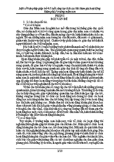 Sáng kiến kinh nghiệm Một số biện pháp giúp trẻ 4-5 tuổi sáng tạo tích cực sáng tạo khi tham gia hoạt động khám phá ở Trường Mầm non