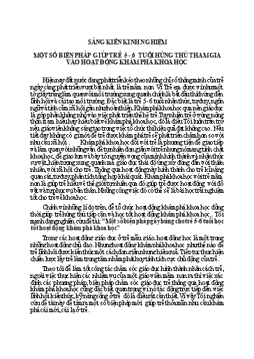 Sáng kiến kinh nghiệm Một số biện pháp giúp trẻ 5-6 tuổi hứng thú tham gia vào hoạt động khám phá khoa học