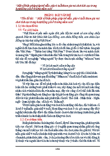 Sáng kiến kinh nghiệm Một số biện pháp giúp trẻ mẫu giáo 4 tuổi tham gia vui chơi tích cực trong hoạt động góc ở Trường Mầm non