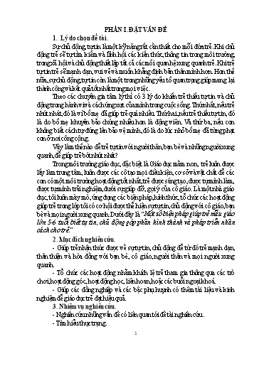 Sáng kiến kinh nghiệm Một số biện pháp giúp trẻ mẫu giáo lớn 5-6 tuổi biết tự tin, chủ động góp phần hình thành và pháp triển nhân cách cho trẻ