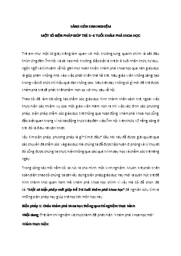 Sáng kiến kinh nghiệm Một số biện pháp mới giúp trẻ 5-6 tuổi khám phá khoa học