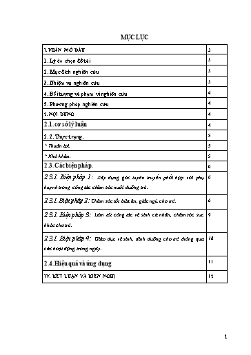 Sáng kiến kinh nghiệm Một số biện pháp nâng cao chất lượng chăm sóc nuôi dưỡng trẻ 3 - 4 tuổi trong Trường Mầm non