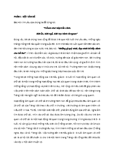 Sáng kiến kinh nghiệm Một số biện pháp nâng cao chất lượng hoạt động làm quen chữ cái cho trẻ Lớp 5 - 6 tuổi A2 tại Trường Mầm non Chi Lăng