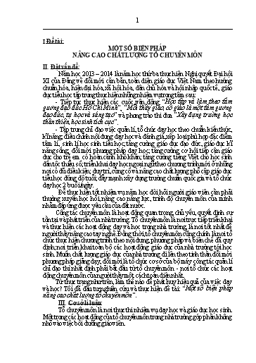 Sáng kiến kinh nghiệm Một số biện pháp nâng cao chất lượng tổ chuyên môn