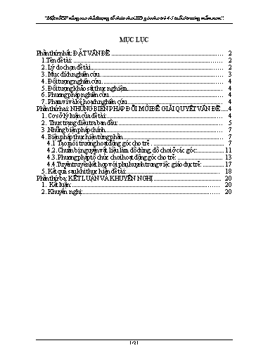 Sáng kiến kinh nghiệm Một số biện pháp nâng cao chất lượng tổ chức chơi hoạt động góc cho trẻ 4- 5 tuổi ở trường Mầm non