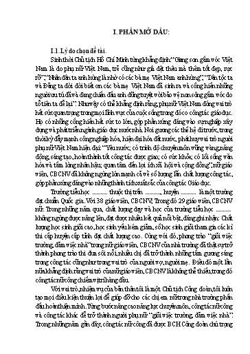Sáng kiến kinh nghiệm Một số biện pháp nâng cao công tác nữ công trong trường Tiểu học