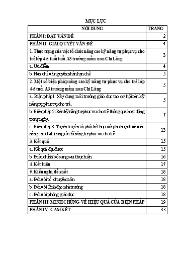 Sáng kiến kinh nghiệm Một số biện pháp nâng cao kỹ năng tự phục vụ cho trẻ Lớp 4-5 tuổi A3 Trường Mầm non Chi Lăng