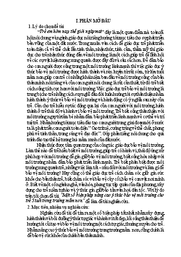 Sáng kiến kinh nghiệm Một số biện pháp nâng cao ý thức bảo vệ môi trường cho trẻ 5 tuổi trong trường Mầm non