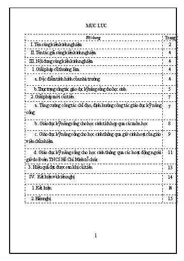 Sáng kiến kinh nghiệm Một số biện pháp nhằm nâng cao chất lượng giáo dục kỹ năng sống cho học sinh