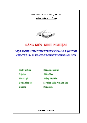 Sáng kiến kinh nghiệm Một số biện pháp phát triển kỹ năng tạo hình cho trẻ 24 - 36 tháng trong Trường Mầm non