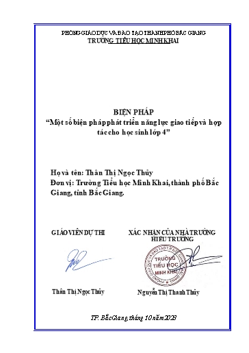 Sáng kiến kinh nghiệm Một số biện pháp phát triển năng lực giao tiếp và hợp tác cho học sinh Lớp 4