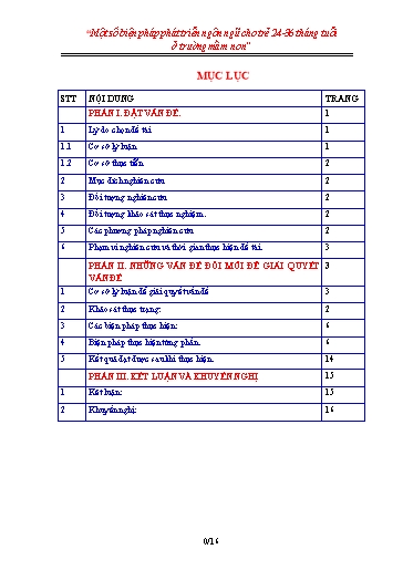Sáng kiến kinh nghiệm Một số biện pháp phát triển ngôn ngữ cho trẻ 24-36 tháng tuổi ở Trường Mầm non
