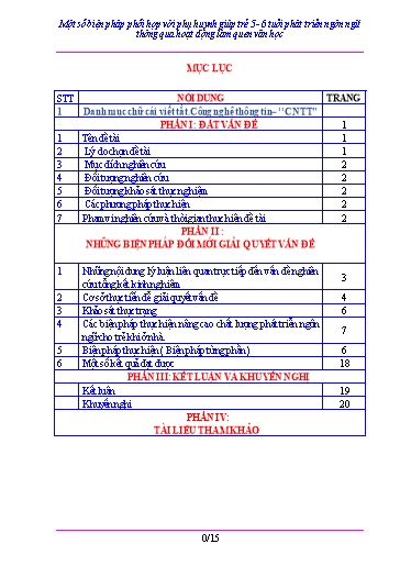 Sáng kiến kinh nghiệm Một số biện pháp phối hợp với phụ huynh giúp trẻ 5- 6 tuổi phát triển ngôn ngữ thông qua hoạt động làm quen văn học