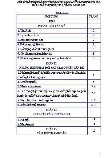 Sáng kiến kinh nghiệm Một số biện pháp phối hợp với phụ huynh giáo dục kỹ năng tự phục vụ cho trẻ 4-5 tuổi trong thời gian nghỉ dịch học tại nhà