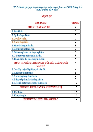 Sáng kiến kinh nghiệm Một số biện pháp phòng chống tai nạn thương tích cho trẻ 24-36 tháng tuổi trong Trường Mầm non