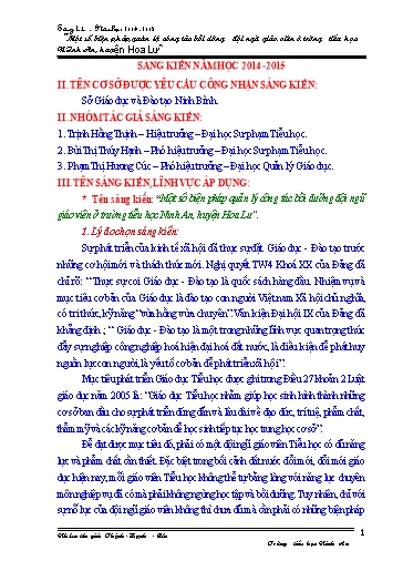 Sáng kiến kinh nghiệm Một số biện pháp quản lý công tác bồi dưỡng đội ngũ giáo viên ở trường tiểu học Ninh An, huyện Hoa Lư