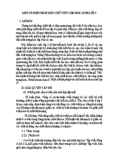 Sáng kiến kinh nghiệm Một số biện pháp rèn chữ viết cho học sinh Lớp 3