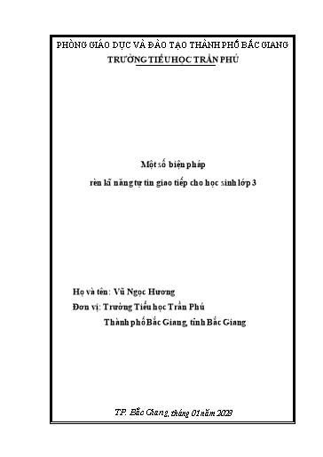 Sáng kiến kinh nghiệm Một số biện pháp rèn kĩ năng tự tin giao tiếp cho học sinh Lớp 3