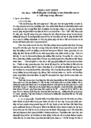 Sáng kiến kinh nghiệm Một số biện pháp rèn kỹ năng tự bảo vệ bản thân cho trẻ 4-5 tuổi trong Trường Mầm non
