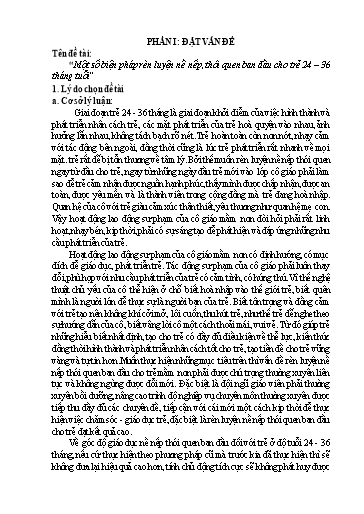 Sáng kiến kinh nghiệm Một số biện pháp rèn luyện nề nếp, thói quen ban đầu cho trẻ 24 – 36 tháng tuổi