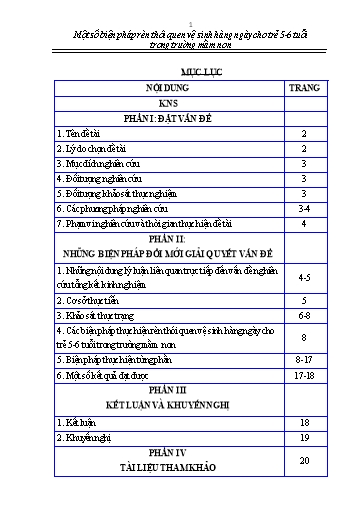Sáng kiến kinh nghiệm Một số biện pháp rèn thói quen vệ sinh hàng ngày cho trẻ 5-6 tuổi trong Trường Mầm non