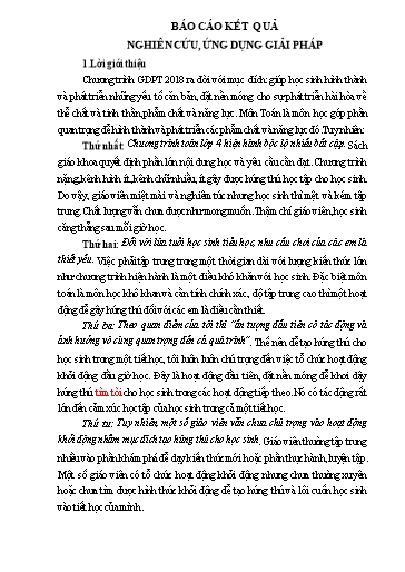 Sáng kiến kinh nghiệm Một số biện pháp tạo hứng thú học tập môn Toán qua phần khởi động cho học sinh Lớp 4