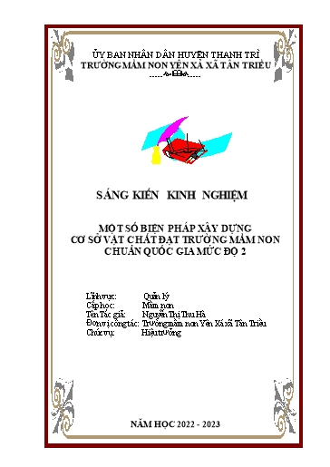 Sáng kiến kinh nghiệm Một số biện pháp xây dựng cơ sở vật chất đạt Trường Mầm non chuẩn Quốc gia mức độ 2