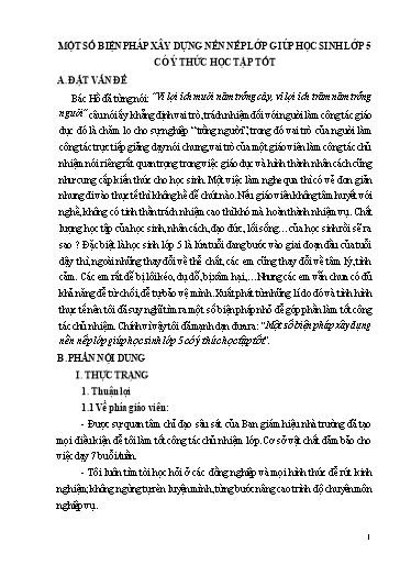 Sáng kiến kinh nghiệm Một số biện pháp xây dựng nền nếp lớp giúp học sinh Lớp 5 có ý thức học tập tốt