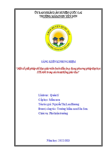 Sáng kiến kinh nghiệm Một số giải pháp chỉ đạo giáo viên bước đầu ứng dụng phương pháp dạy học STEAM trong các hoạt động giá