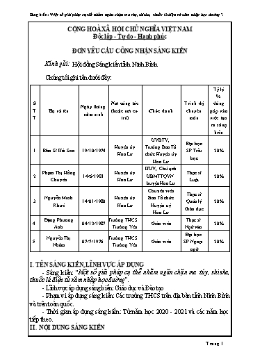 Sáng kiến kinh nghiệm Một số giải pháp cụ thể nhằm ngăn chặn ma túy, shisha, thuốc lá điện tử xâm nhập học đường