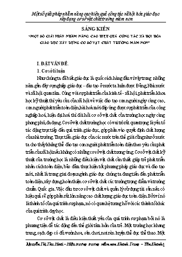 Sáng kiến kinh nghiệm Một số giải pháp nhằm nâng cao hiệu quả công tác xã hội hóa giáo dục xây dựng cơ sở vật chất Trường Mầm non