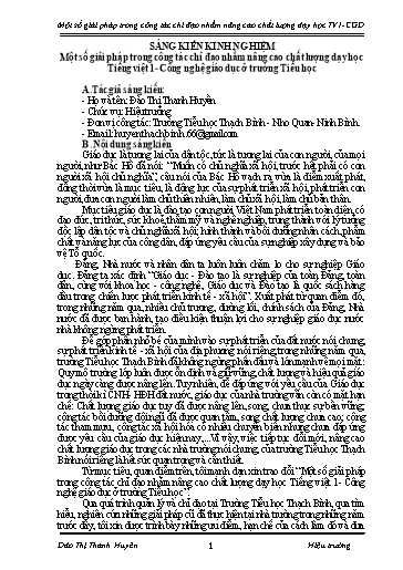 Sáng kiến kinh nghiệm Một số giải pháp trong công tác chỉ đạo nhằm nâng cao chất lượng dạy học Tiếng Việt 1- Công nghệ giáo dục ở trường Tiểu học
