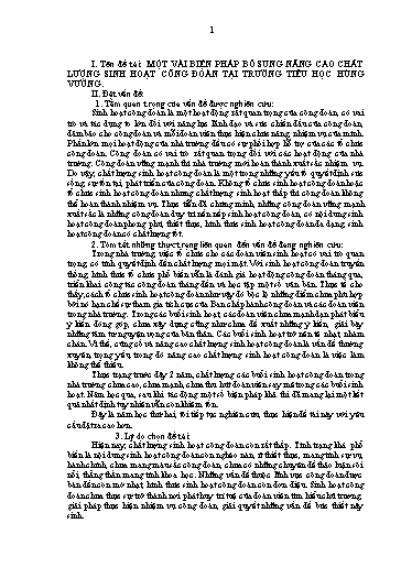 Sáng kiến kinh nghiệm Một vài biện pháp bổ sung nâng cao chất lượng sinh hoạt công đoàn tại Trường Tiểu học Hùng Vương
