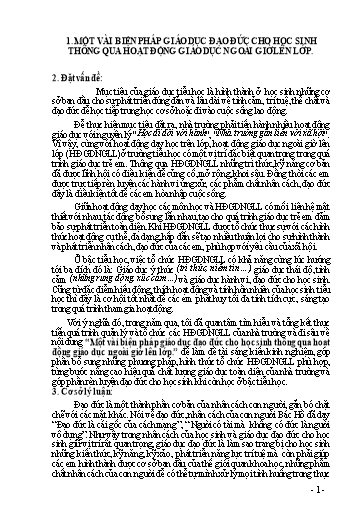 Sáng kiến kinh nghiệm Một vài biện pháp giáo dục đạo đức cho học sinh thông qua hoạt động giáo dục ngoài giờ lên lớp