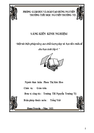 Sáng kiến kinh nghiệm Một vài biện pháp nâng cao chất lượng dạy và học văn miêu tả cho học sinh Lớp 4