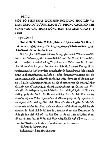 Sáng kiến kinh nghiệm Tích họp nội dung học tập và làm theo tư tưởng đạo đức phong cách Hồ Chí Minh trong việc dạy trẻ Mẫu giáo 5 - 6 tuổi