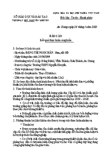 Sáng kiến kinh nghiệm Tổ chức hoạt động trải nghiệm sáng tạo trong dạy học phần Sinh học Vi sinh vật, Sinh học 10