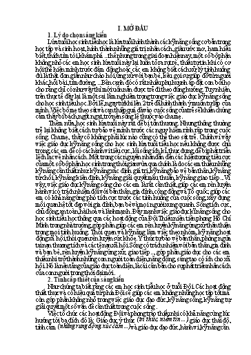 SKKN Đẩy mạnh công tác giáo dục kỹ năng sống cho học sinh tiểu học qua hoạt động Đội Thiếu niên Tiền phong Hồ Chí Minh