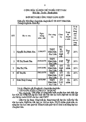 SKKN Giải pháp sử dụng phần mềm padlet theo tinh thần dạy học tích cực trong tiết dạy đọc hiểu văn bản văn học môn Ngữ văn và tiết dạy các bài học môn GDCD cho học sinh THPT