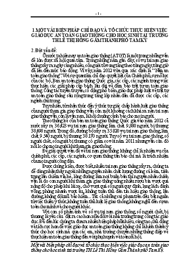 SKKN Một số biện pháp chỉ đạo và thực hiện việc giáo dục an toàn giao thông cho học sinh tại trường TH Lê Thị Hồng Gấm Thành phố Tam Kỳ