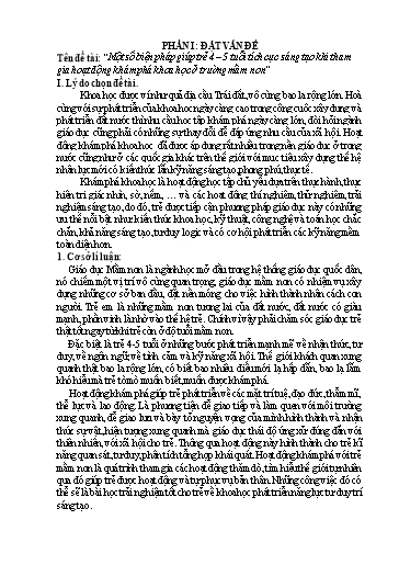 SKKN Một số biện pháp giúp trẻ 4 – 5 tuổi tích cực sáng tạo khi tham gia hoạt động khám phá khoa học ở Trường Mầm non