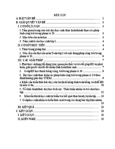 SKKN Một số biện pháp hướng dẫn học sinh Lớp 1 thực hiện tốt phép cộng và phép trừ trong phạm vi 10 tại trường Tiểu học Ngọc Lâm